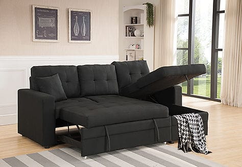 Spacious Pull Out Sofa Bed L-Sectional Storage Set