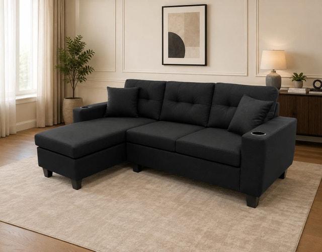 Modern 3 Seater Sectional Sofa | L-Shaped Couch - photo 2