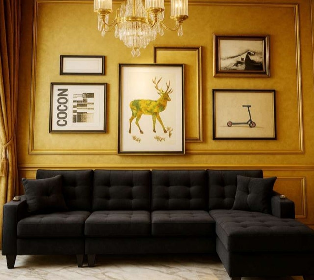 Stylish Sectional Sofa Set L-Shape Plush Seating Smart Design