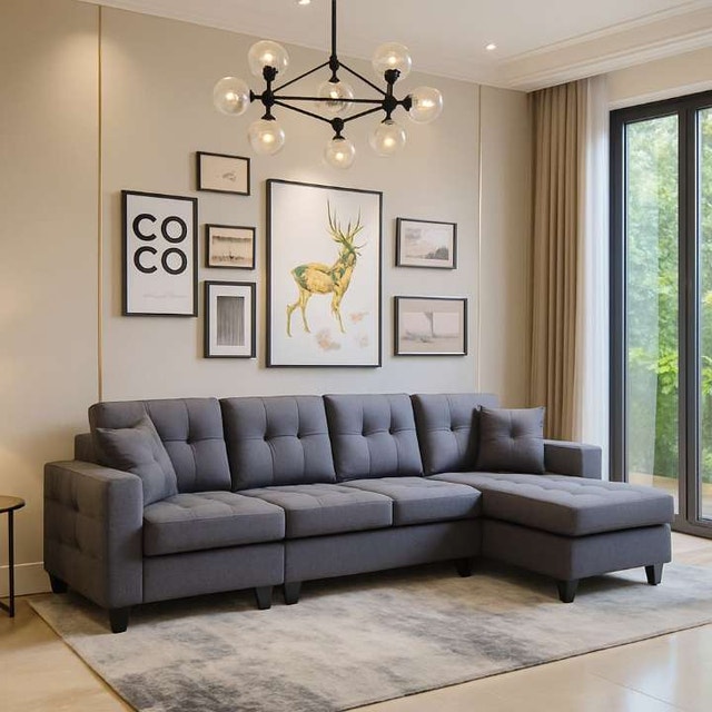 Stylish Sectional Sofa Set L-Shape Plush Seating Smart Design - photo 2