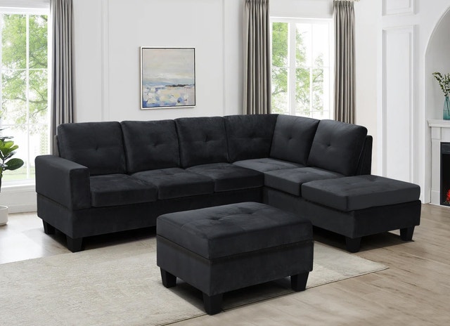 L-Shape Sectional Sofa with Pull-Out Bed and Storage - photo 2
