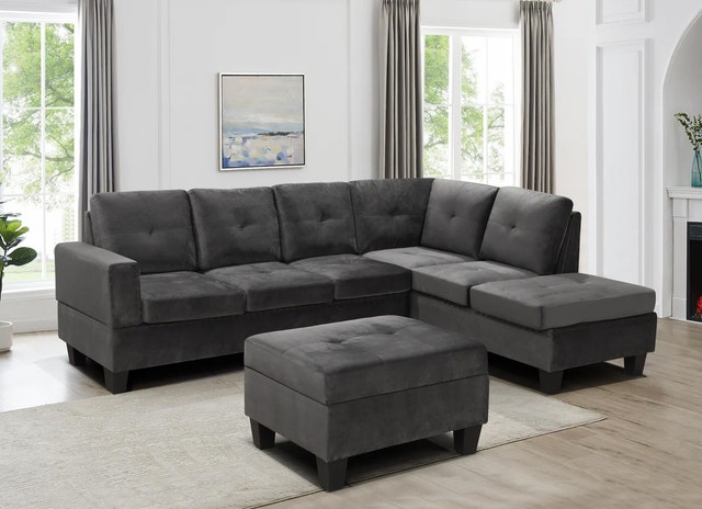 L-Shape Sectional Sofa with Pull-Out Bed and Storage - photo 3