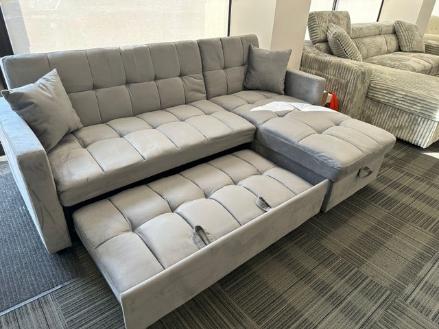 L-Shape Sectional Sofa with Pull-Out Bed and Storage - photo 5