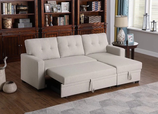 Pull-Out Sofa Bed with Reversible L-Section & Storage - photo 2