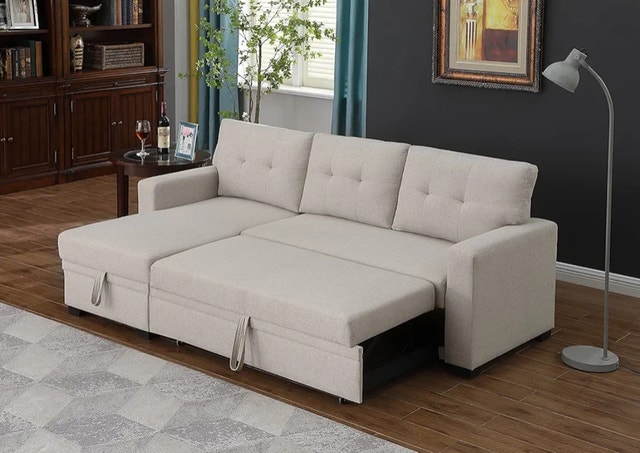 Pull-Out Sofa Bed with Reversible L-Section & Storage - photo 4