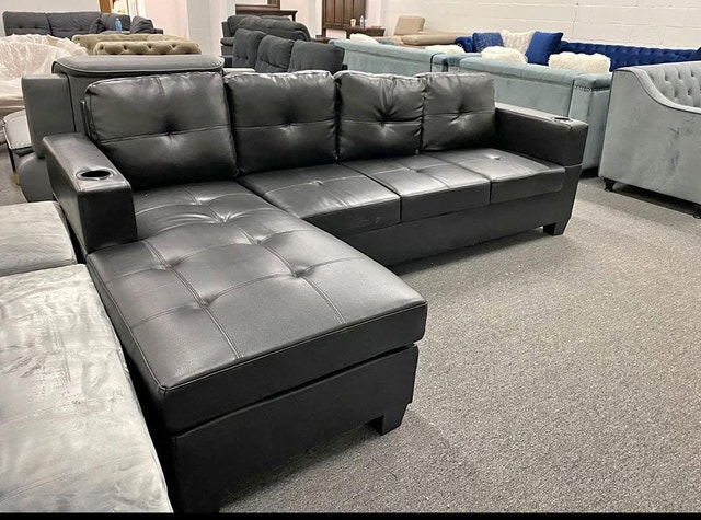 Discount Luxury Reversible Leather Sectional Sofa For Living Set