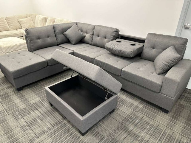 New Sectional L-Shape Sofa Set Storage Ottoman - photo 3