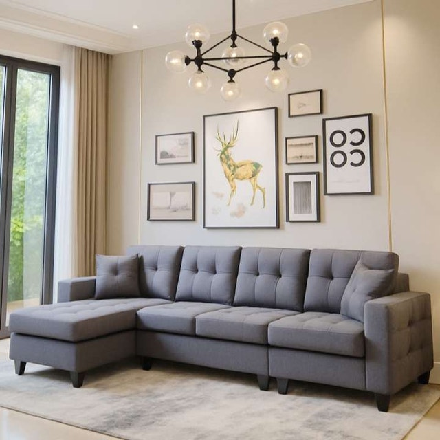 Limited Offer Sectional Sofa L-Sofa Reversible Design Soft Comfy - photo 2
