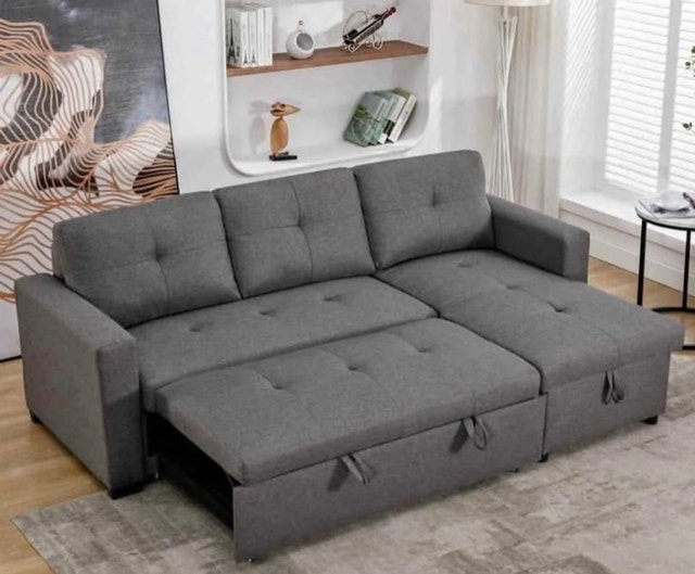 Luxury Sale Modern Pull-Out Sofa Bed with Storage & Cushions - photo 4