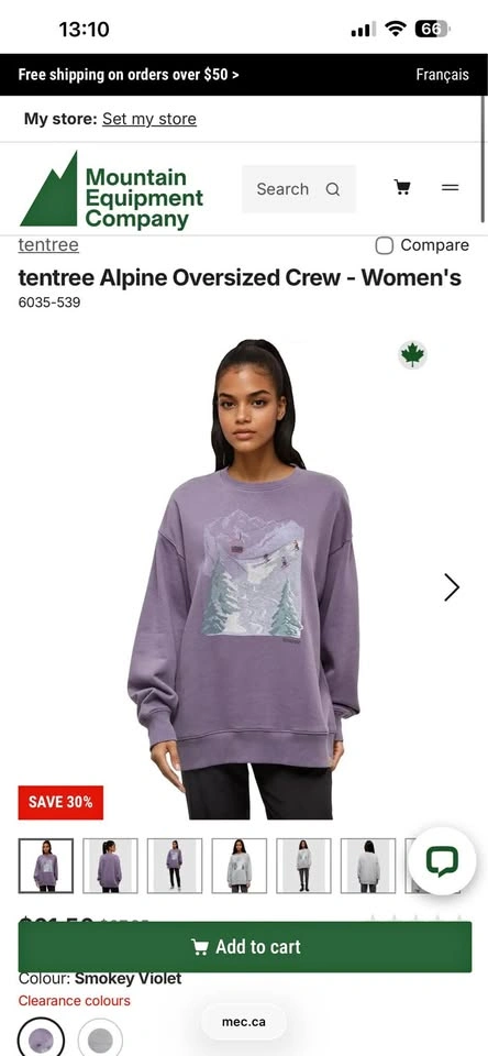 tentree oversized alpine crewneck