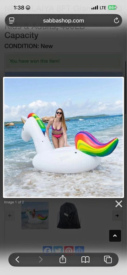 SLAIYA 8FT Giant Unicorn Pool Float for Kids & Adults