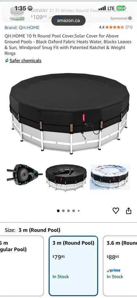 QH.HOME 10 ft Round Pool Cover, Solar Cover