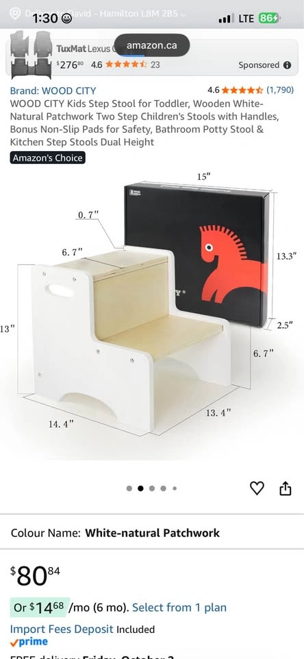 NEW WOOD CITY Two Step Toddler Stool with Handles - photo 2