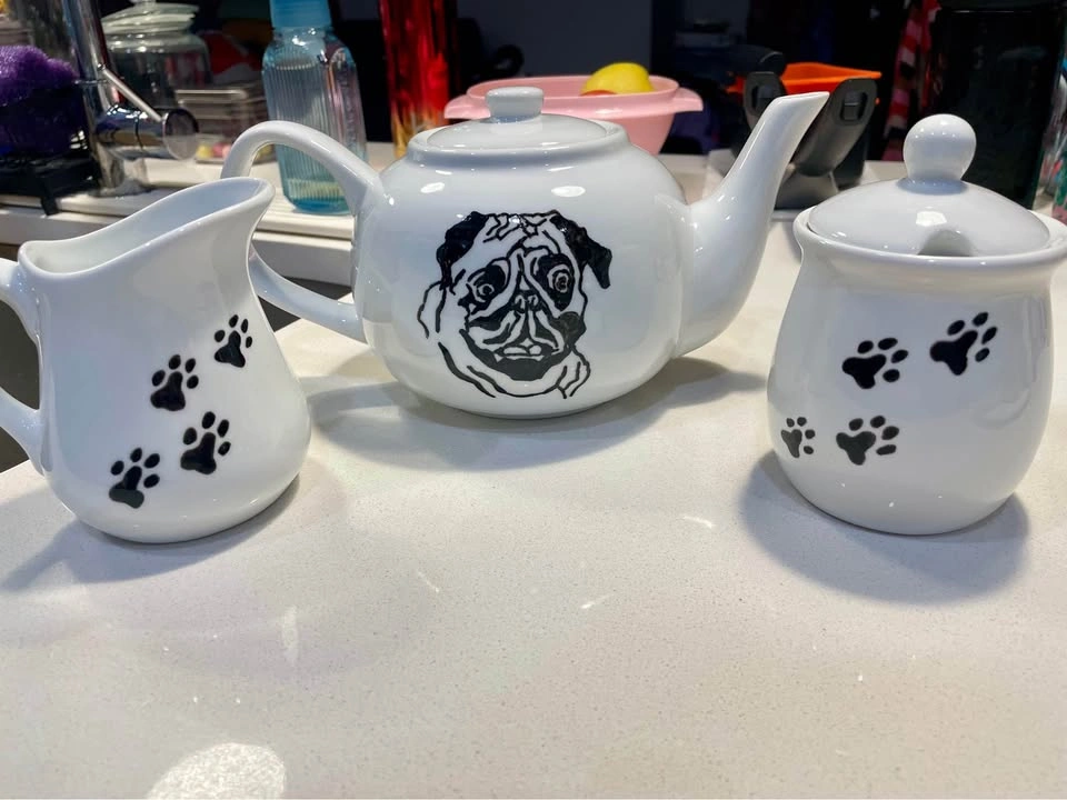Pug and Paw Print Ceramic Tea Set - photo 5