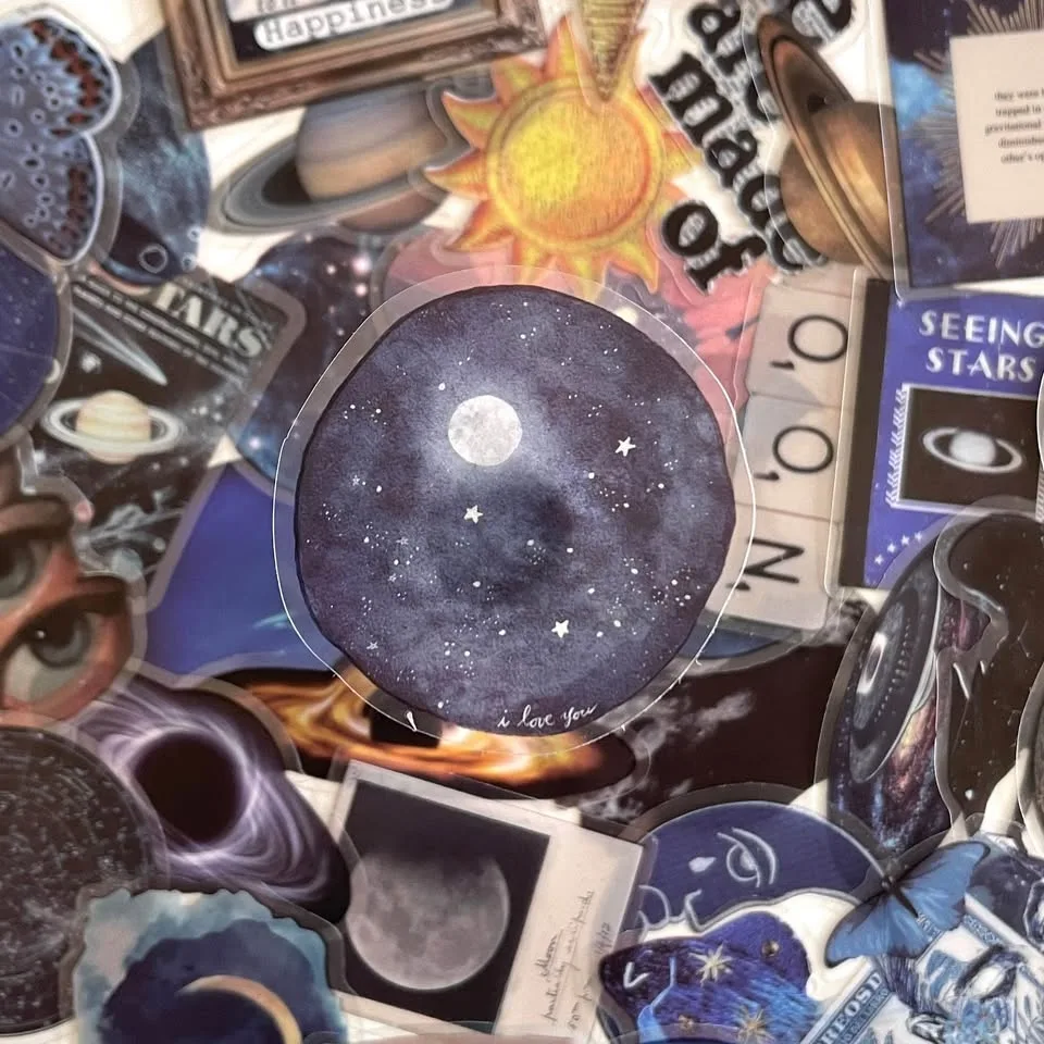 Pack of 50 Transparent Space Theme Stickers 🧡 image indicator(5)