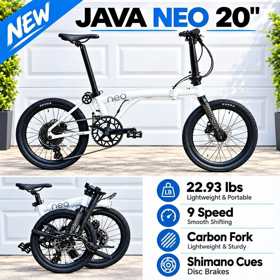 New Java Neo 20” Carbon Fork Folding Bike | 23lbs | 9 Speed