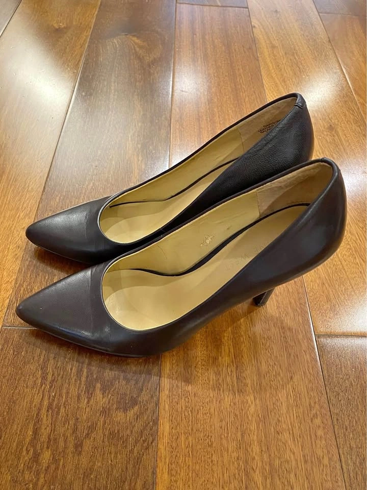 Nine West Brown Leather 3.5” High Heels Shoes Size 6M