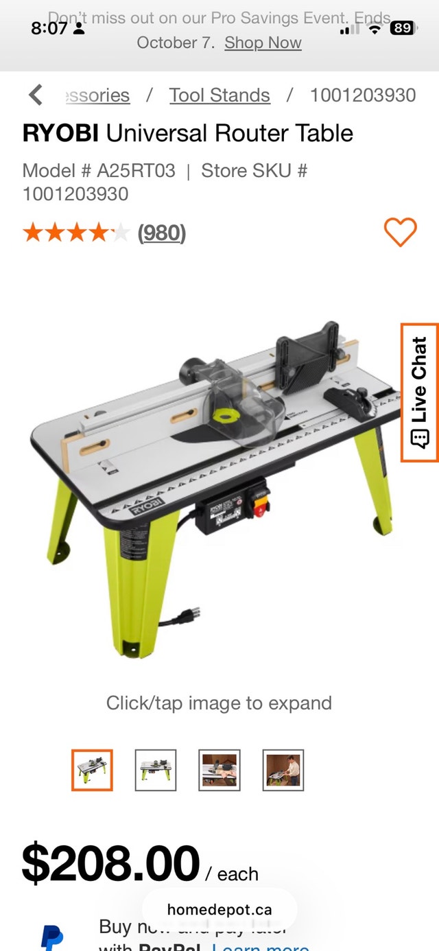 Bosch 1617EVS Fixed-Base Router and Ryobi Router Table