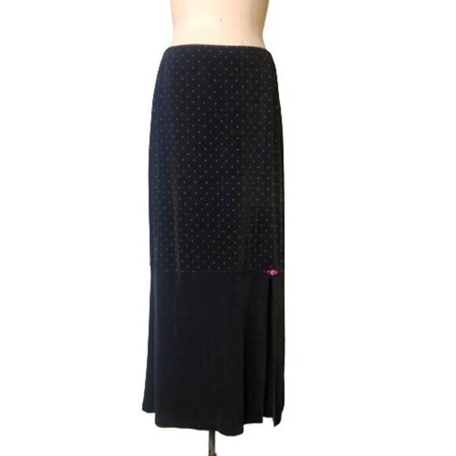Y2K maxi black and pink polka dot pencil fitted skirt, XL
