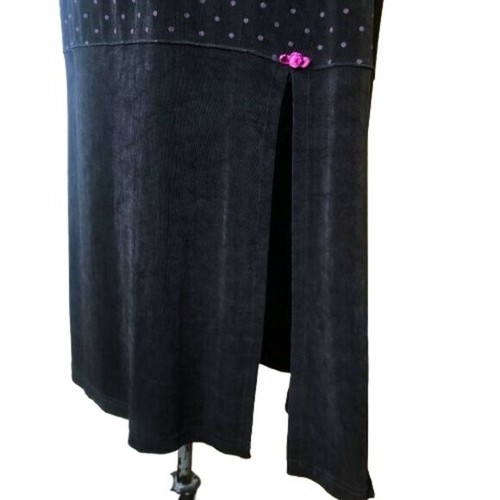 Y2K maxi black and pink polka dot pencil fitted skirt, XL - photo 2
