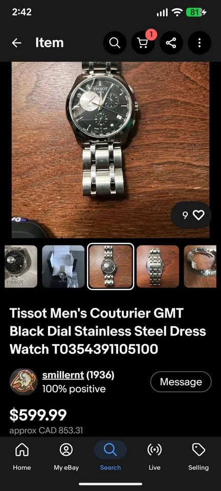 Tissot Men's Couturier GMT Stainless Steel Dress Watch - photo 4