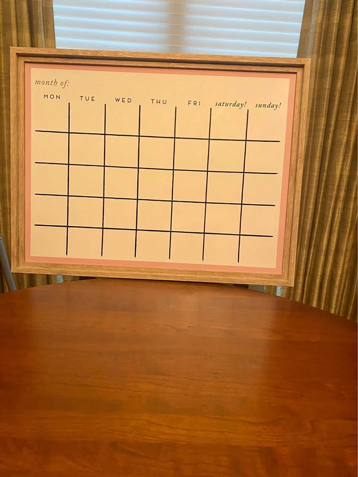 Framed Dry Erase Monthly Calendar – Sheffield Home (Like New)