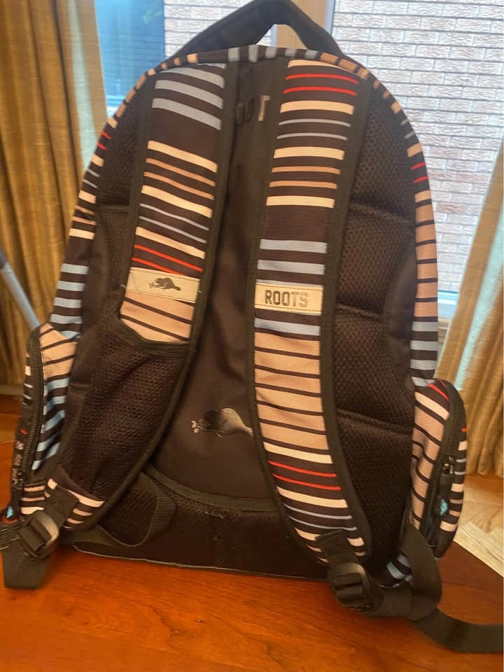 🎒 Roots Striped Backpack – Like New, Lots of Compartments! - photo 2