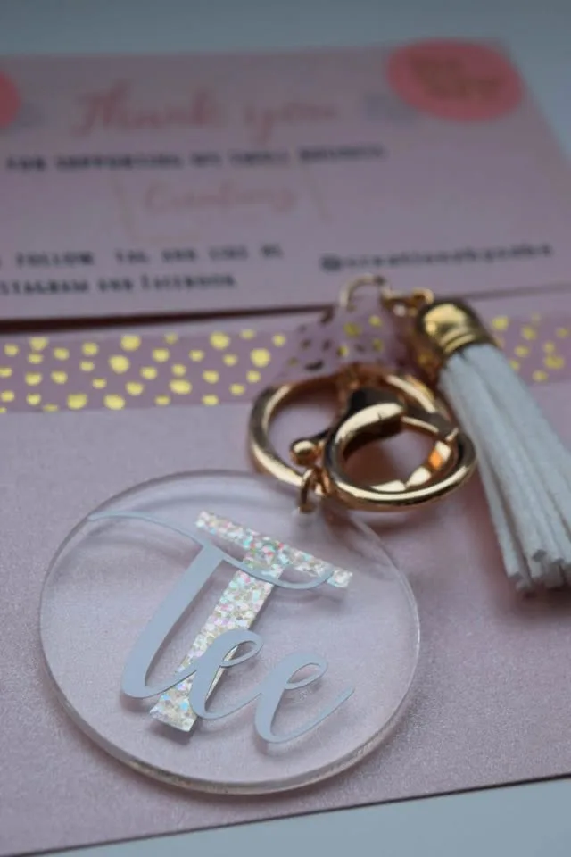 Acrylic Monogram Keychain with Tassel image indicator(2)