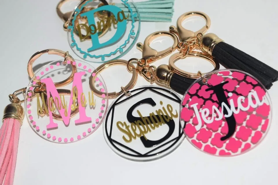 Acrylic Monogram Keychain with Tassel image indicator(7)