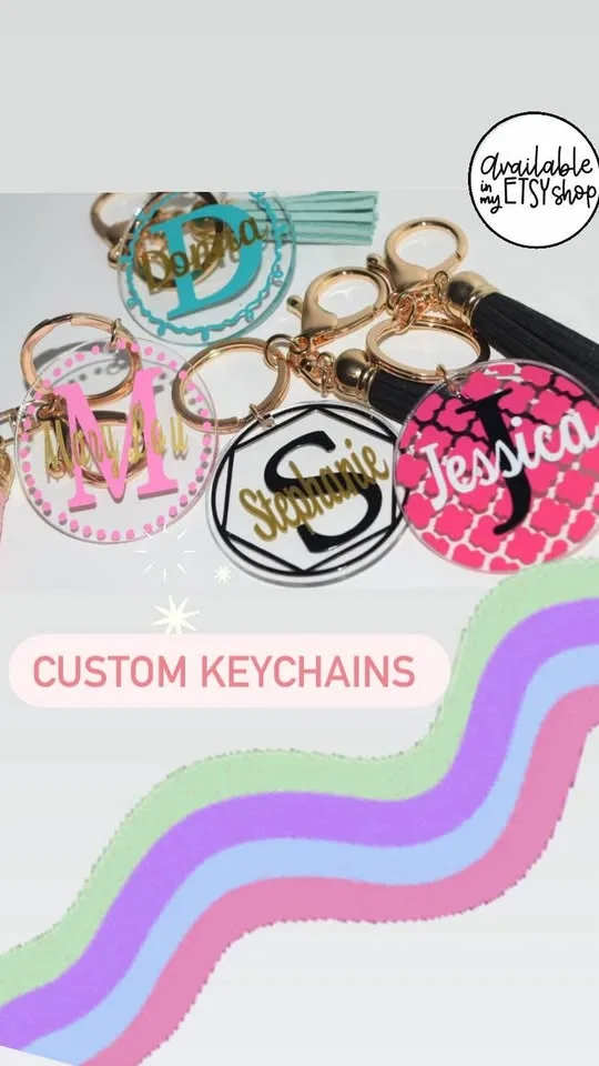 Glitter Acrylic Keychain – Custom Monogram Gift for Her image indicator(9)