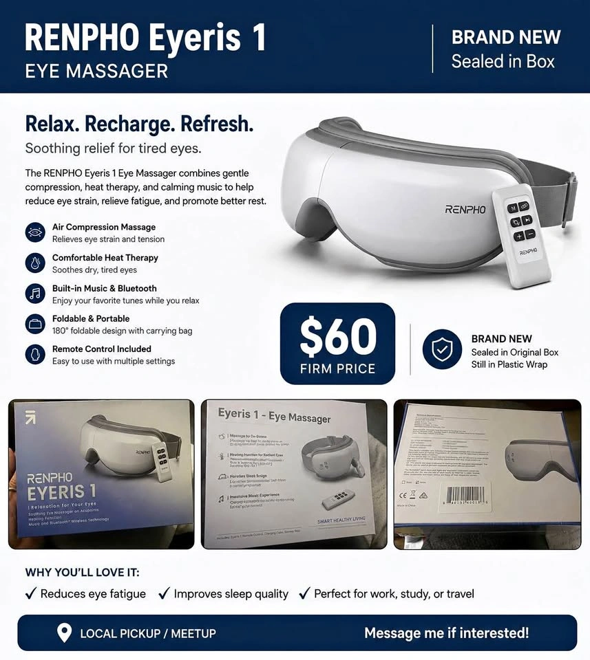 NEW RENPHO Eyeris 1 Heated Eye Massager – Sealed in Box