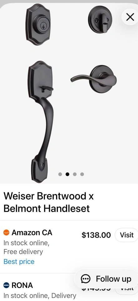 2 Weiser Brentwood x Belmont Matte Black Handlesets - photo 2