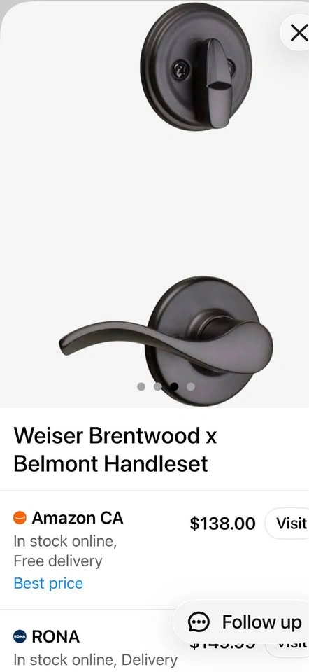2 Weiser Brentwood x Belmont Matte Black Handlesets - photo 3