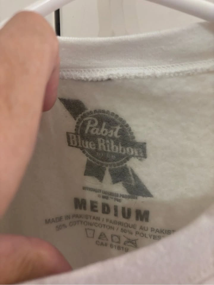 Pabst Blue Ribbon PBR Beer Graphic Crewneck Sweatshirt White Med - photo 3