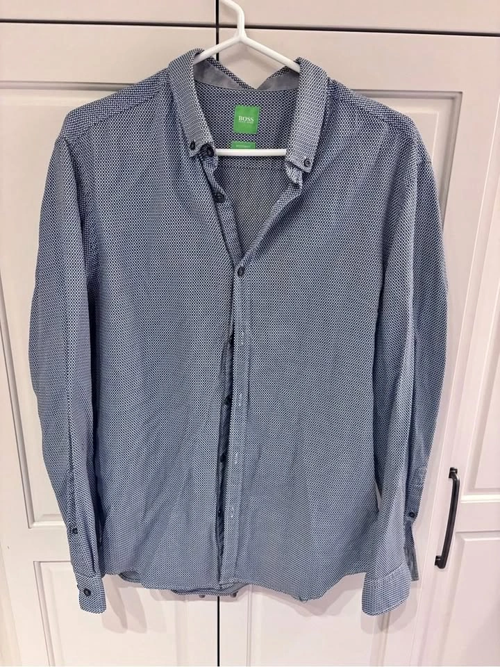 Hugo Boss BOSS C-Baldasar Modern Fit Blue Geometric Shirt L