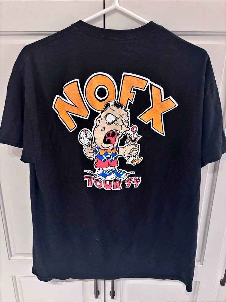 Men’s NOFX Black Graphic Tour T-Shirt - Orange Logo Medium