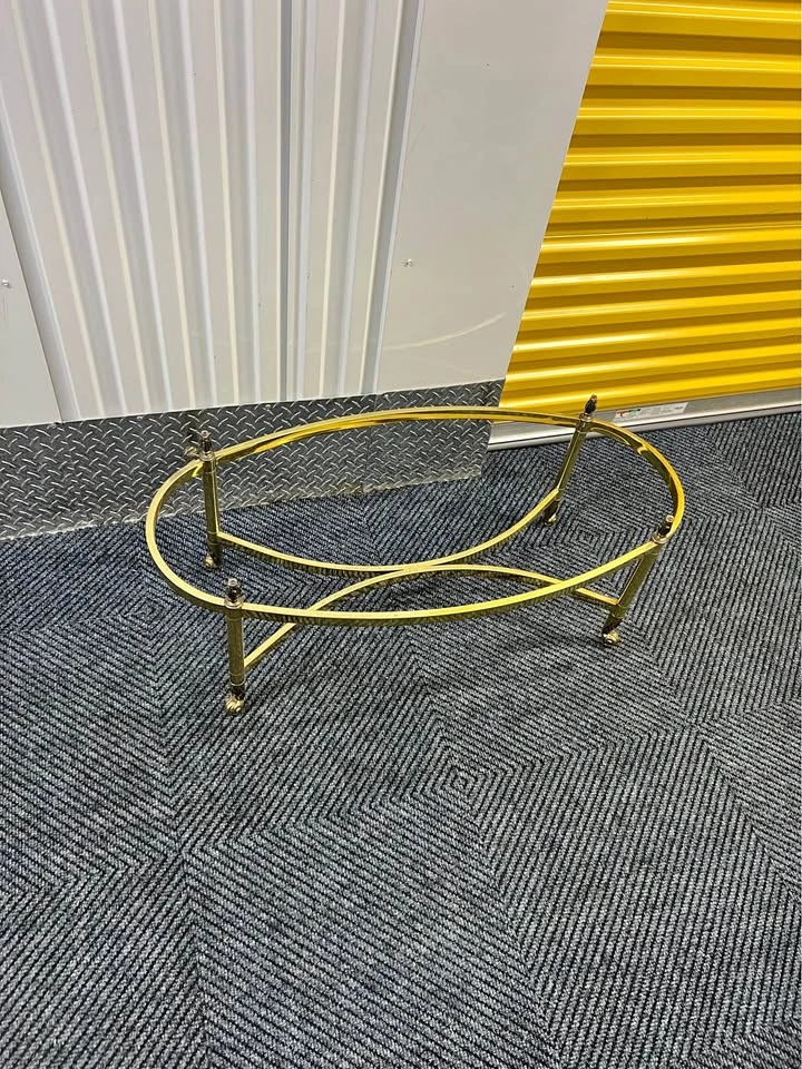Vintage Oval Brass and Glass Coffee Table