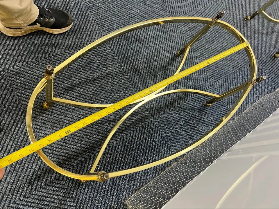 Vintage Oval Brass and Glass Coffee Table - photo 2