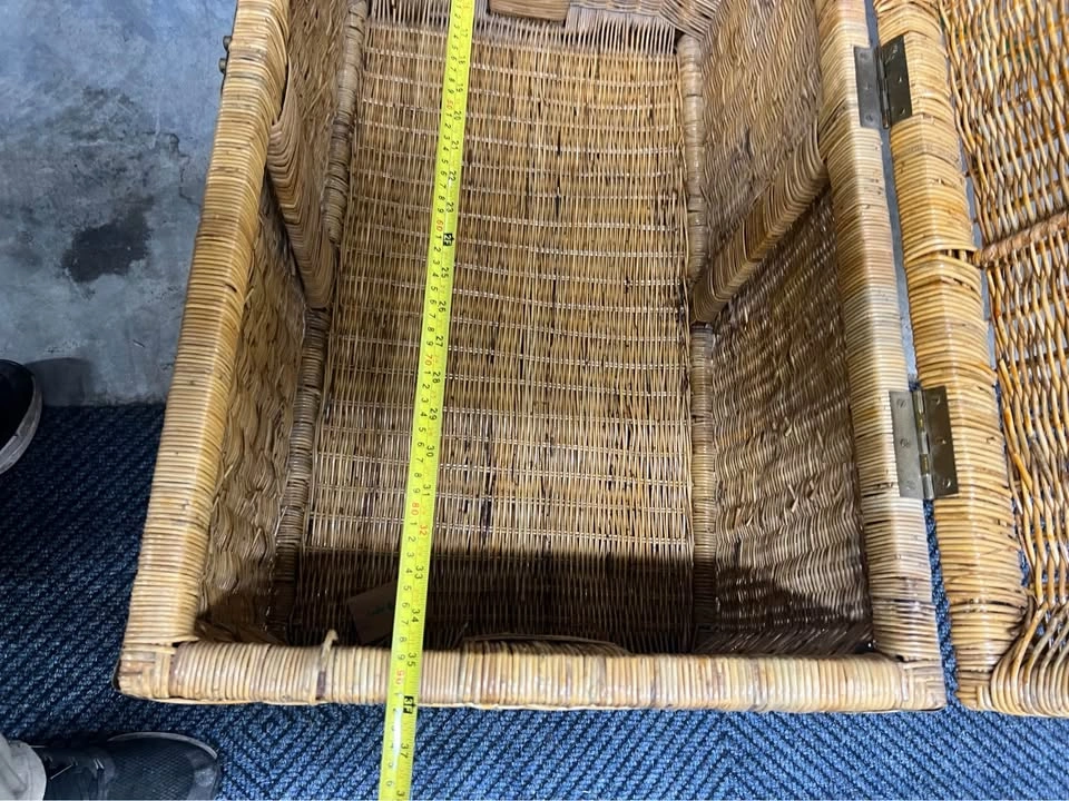 Large Wicker Storage Trunk with Brass Hardware - photo 4