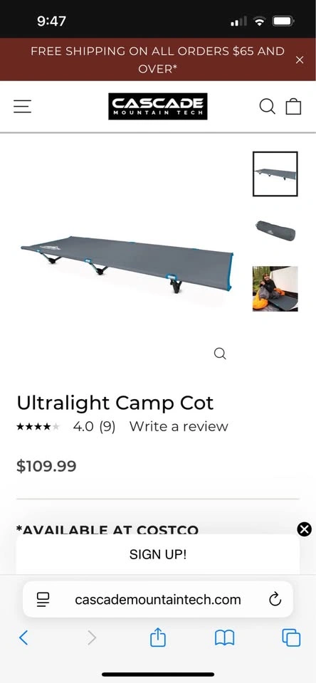 Cascade Mountain Tech Ultralight Cot - photo 3