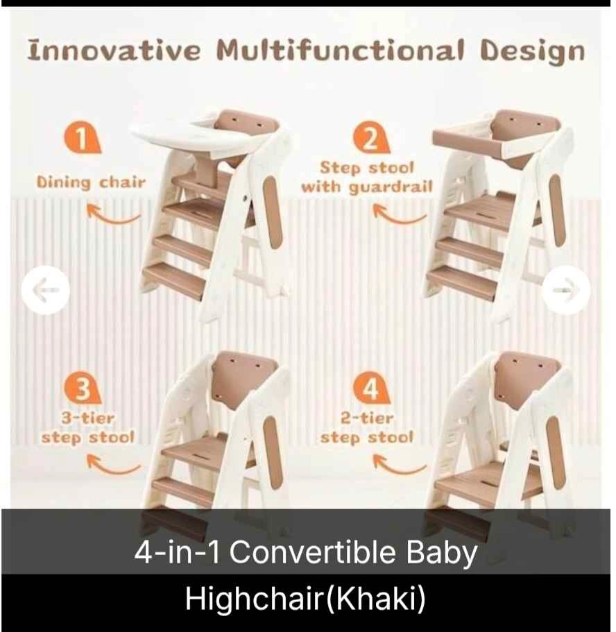 High chair 4-in-1 Convertible Baby Highchair(Khaki) - photo 2