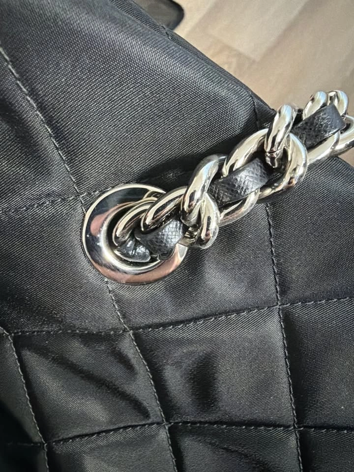 Prada Quilted Tessuto Nylon Chain Tote – Black – OBO - photo 3