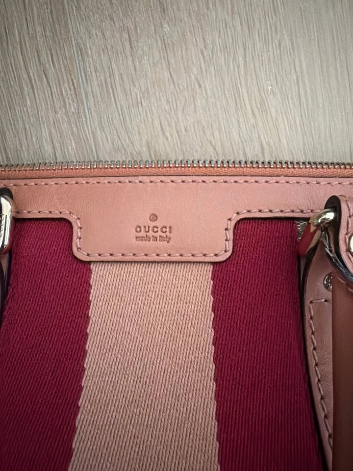 Gucci Boston Bag – GG Canvas, Pink Leather Trim & Web Stripe - photo 2