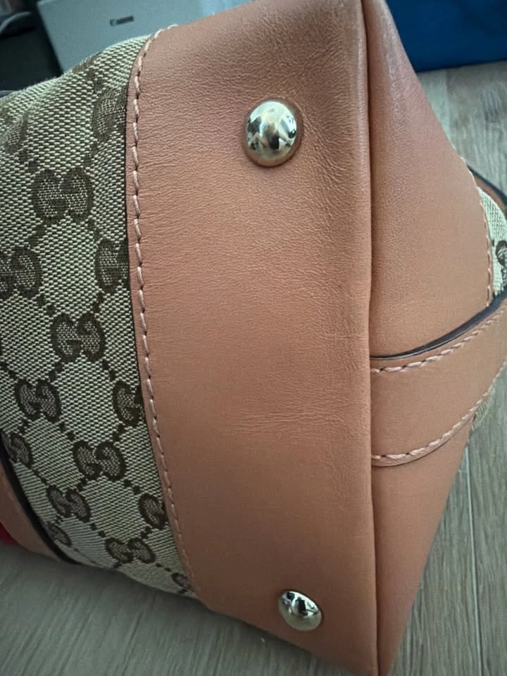 Gucci Boston Bag – GG Canvas, Pink Leather Trim & Web Stripe - photo 3