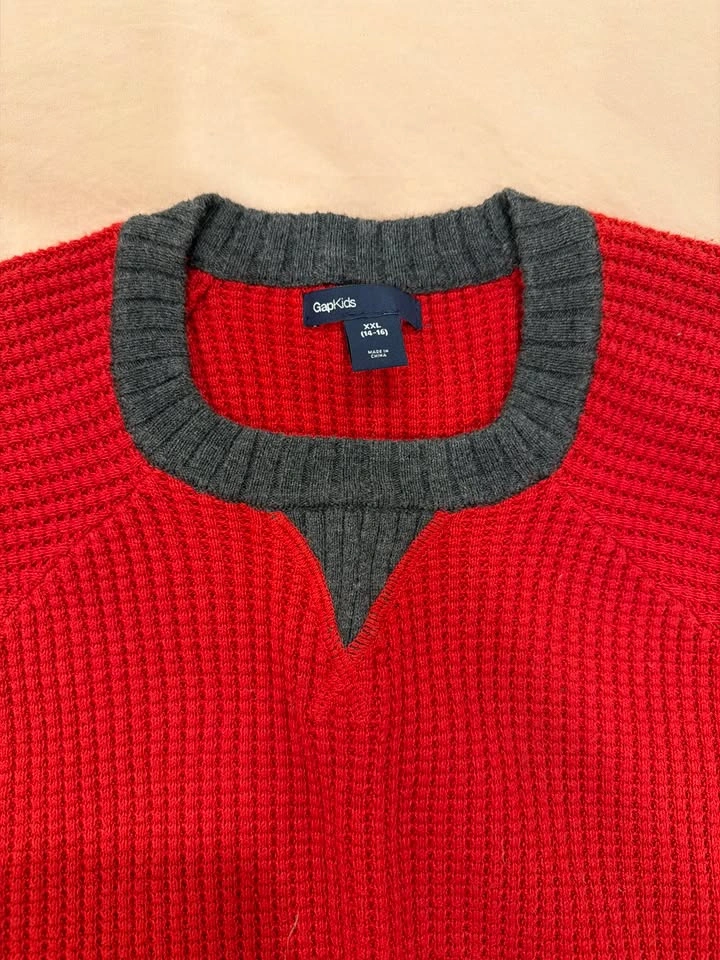 GapKids Boys' Red Waffle Knit Sweater, XXL (14-16) - photo 2