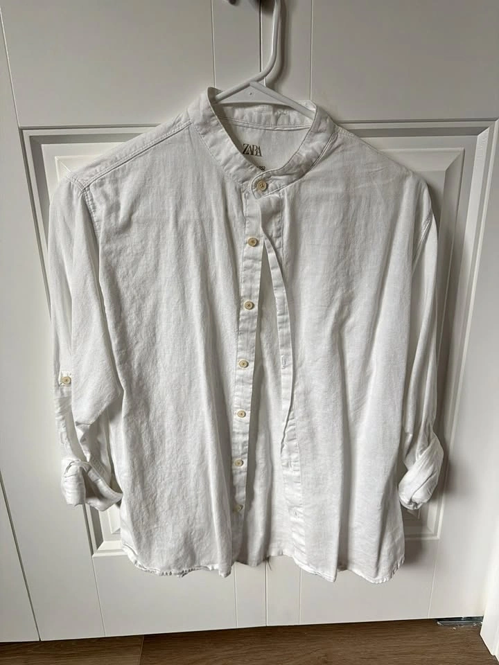 Zara Boys' White Mandarin Collar Shirt – Size 12 (152)