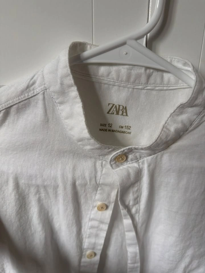 Zara Boys' White Mandarin Collar Shirt – Size 12 (152) - photo 2