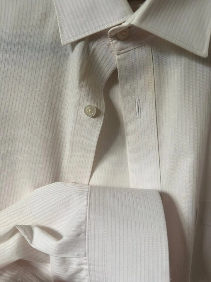 Mr. JUNKO Men's White Striped Dress Shirt – Size 16 - photo 3
