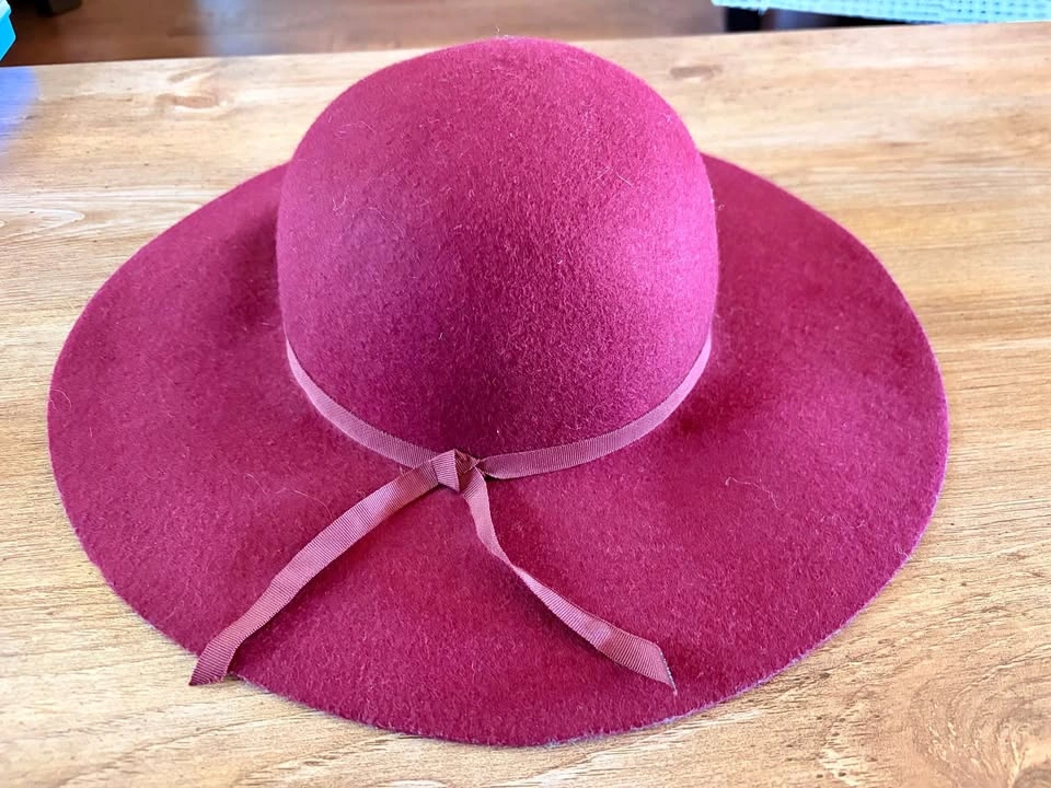 Burgundy Wide Brim Felt Hat