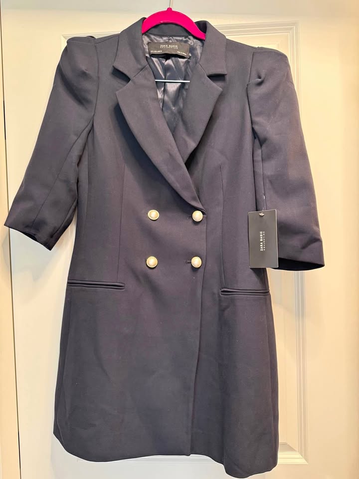 Zara Blazer dress with gold/pearl button detail